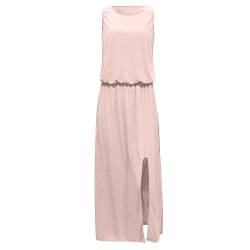 Kleid Mit Schlitz Maxikleider Damen Sommer Ärmellos Sommerkleid Damen Lang Luftige Sommerkleider Elegant A Linie Lange Kleider Frauen Elegante Damenkleider Einfarbig Maxi Strandkleid von Ansenesna