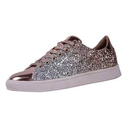 Plate Schuhe Damen Pailletten Glitzer Lackleder Elegant Sneaker Frauen Wasserfest Outdoor Freizeitschuhe von Ansenesna