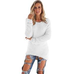 Pullover Damen Plüsch Wolle Warm Elegant Shirt Frauen Flauschig Einfarbig Langarm Herbst Winter Bluse von Ansenesna