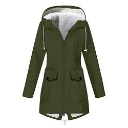 Regenjacke Damen Gefüttert Mit Kapuze Gefütterte Regenjacke Damen Wasserdicht Atmungsaktiv Lang Warm Regenmantel Damen Mit Innenfutter Winterjacke Frauen Mit Fleece Winter Jacke von Ansenesna