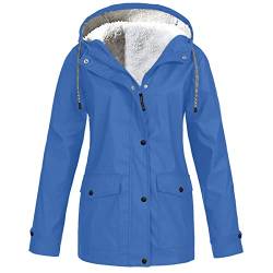 Regenjacke Damen Gefüttert Mit Kapuze Gefütterte Regenjacke Damen Wasserdicht Atmungsaktiv Lang Warm Regenmantel Damen Mit Innenfutter Winterjacke Frauen Mit Fleece Winter Jacke von Ansenesna