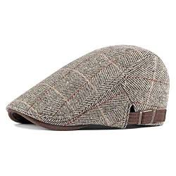 Anshili Herren Schiebermütze Damen Karierte Schimmütze Newsboy Kappe Flat Cap (Kaffee) von Anshili