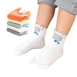 5 Paare Zehensocken Kinder Finger Socken aus Baumwolle, Junge/Mädchen Witzige Socken Karikatur Socken Niedliche Tiere Sneaker Socken (3-7 Jahre) von Antcher