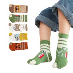 Kinder Baumwolle Zehensocken Medium Tube Zwei Zehen Socken Niedliche Cartoon Tier Socken für Kinder Jungen Mädchen 3-12 Jahre, 5 Paar (DE/NL/SE/PL, Alter, 3 Jahre, 6 Jahre, Regular, Mehrfach) von Antcher