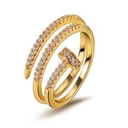 Anten Pink 18K Vergoldete Ringe für Damen | Gold-Wickelring mit kubischem Zirkonia und Spiraldesign Gold Ring Exquisiter Statement-Schmuck für Frauen und Mädchen Geschenke für Mädchen von Anten Pink
