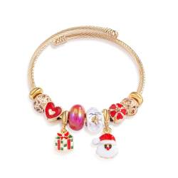 Anten Pink Charm-Armband aus Edelstahl, offene Armbänder für Mädchen, DIY-Armreif, Geburtstagsgeschenke, Gold-Anhänger-Armband, Perlenarmbänder, Schmuck für Frauen, Weihnachtsgeschenke von Anten Pink