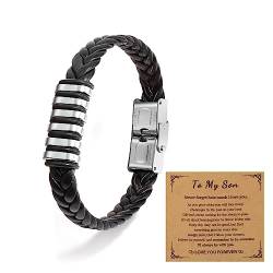 Anten Pink Personalisierte Herren Armbänder Schwarzes Leder Armband Bracelet Kundenspezifisches Geschenk für Freund Ehemann Bruder Meinen Sohn Mann | Geschenke für Weihnachten von Anten Pink
