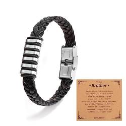 Anten Pink Personalisierte Herren Armbänder Schwarzes Leder Armband Bracelet Kundenspezifisches Geschenk für Freund Ehemann Bruder Meinen Sohn Mann | Geschenke für Weihnachten von Anten Pink