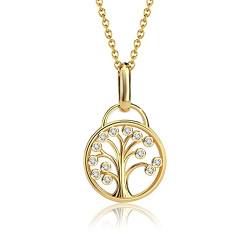Baum des Lebens Halskette für Damen, Halskette Anhänger mit Hellen Zirconia, Sinnvolle Schmuck Geschenke für Mädchen, Mutter, Schwester, Tochter von Anten Pink