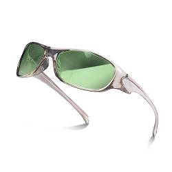 Klare Sonnenbrille Damen Herren Y2K Retro Quadratische Sonnenbrille Rechteck UV-Schutz Sport Sonnenbrille Laufen Fahren von Anten Pink