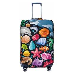 Anchor Heart Blue Luggage Cover,Washable Suitcase Covers Fashion Luggage Covers,Anti-Scratch Suitcase Protector Cover, Underwater Diving Animals, Large, 1 von Anticsao