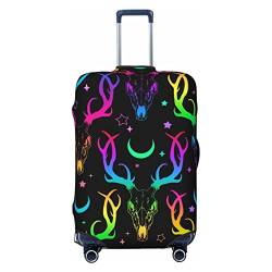 Anticsao Bright Deer Skulls and Stars Elastic Travel Luggage Cover Travel Suitcase Protective Cover for Trunk Case Apply to 48.3 cm-81.3 cm Suitcase Cover Large, Schwarz , L von Anticsao