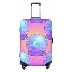 Anticsao Crystal Ball Rainbow Moon Colorful Stars Elastic Travel Luggage Cover Travel Suitcase Protective Cover for Trunk Case Apply to 48.3 cm-81.3 cm Suitcase Cover Medium, Schwarz , L von Anticsao
