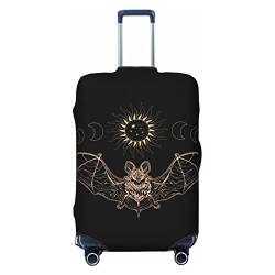 Anticsao Esoteric Goldene Fledermaus und Sonne, elastische Reisegepäckabdeckung, Reisekoffer-Schutzhülle für Kofferraum, geeignet für 48,3 cm - 81,3 cm Kofferabdeckung, Größe M, Schwarz , M von Anticsao