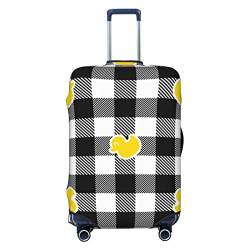 Anticsao Gelbe Ente schwarze und weiße elastische Reisegepäck-Abdeckung, Reisekoffer-Schutzhülle für Kofferraum, geeignet für 48,3 cm - 81,3 cm Kofferabdeckung, Größe S, Schwarz , S von Anticsao