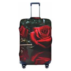 Anticsao Gepäckabdeckung, Kofferabdeckung, elastischer Reisegepäckschutz, Spandex, passend für 45,7 - 71,1 cm, Rot, weiß, M von Anticsao