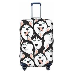 Anticsao Husky Dogs with Blue Eyes Elastic Travel Luggage Cover Travel Suitcase Protective Cover for Trunk Case Apply to 48.3 cm-81.3 cm Suitcase Cover Small, Schwarz , L von Anticsao