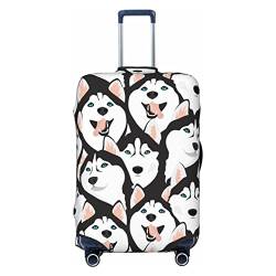 Anticsao Husky Dogs with Blue Eyes Elastic Travel Luggage Cover Travel Suitcase Protective Cover for Trunk Case Apply to 48.3 cm-81.3 cm Suitcase Cover Small, Schwarz , S von Anticsao