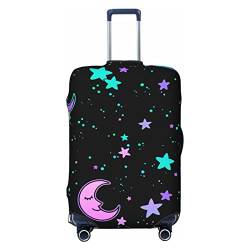 Anticsao Lovely Smiling Crescent Moon and Stars Elastic Travel Luggage Cover Travel Suitcase Protective Cover for Trunk Case Apply to 48.3 cm-81.3 cm Suitcase Cover Large, Schwarz , S von Anticsao