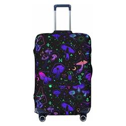 Anticsao Magical Mushrooms and Mysterious Symbols Elastic Travel Luggage Cover Travel Suitcase Protective Cover for Trunk Case Apply to 48.3 cm-81.3 cm Suitcase Cover Medium, Schwarz , L von Anticsao