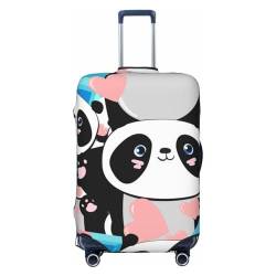 Anticsao Panda Gepäckhülle mit niedlichen rosa Herzen, waschbare Kofferbezüge, modische Gepäckabdeckung, kratzfester Koffer-Schutz, Panda-niedliche rosa Herzen, klein, 1 von Anticsao