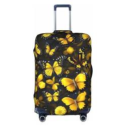 Anticsao Reisekoffer, elastisch, Motiv: gelbe Blumen, Schmetterlinge, personalisierbar, 45,7 - 53,3 cm, weiß, xl von Anticsao