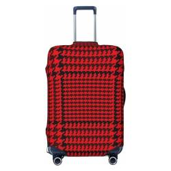 Anticsao Roter geometrischer Gepäckbezug, waschbare Kofferbezüge, modische Gepäckbezüge, kratzfester Kofferschutz, Rot/Schwarz, Hahnentrittmuster, Größe XL, 1 von Anticsao