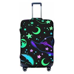 Anticsao Witch Different Hats and Moon Sky Elastic Travel Luggage Cover Travel Suitcase Protective Cover for Trunk Case Apply to 48.3 cm-81.3 cm Suitcase Cover Medium, Schwarz , L von Anticsao