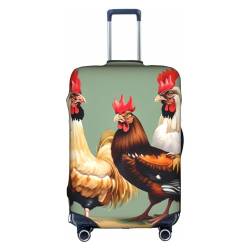 Gepäckabdeckung mit Hahn- und Huhn-Aufdruck, elastisch, Reisegepäckschutz, Spandex, passend für 45,7 - 71,1 cm Gepäck, weiß, S von Anticsao