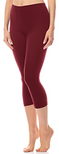 Antié Damen Leggings 3/4 aus Baumwolle AN60-101(Weinrot,XL) von Antie