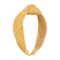Einfache Bast gewebt Haarbänder für Frauen gemischte Farbe geknotet breite Seite Haarreif (gelb) von Antique Anyan