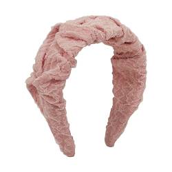 Haarbänder mit französischer Spitze, romantisch, bonbonfarben, Stoff, breite Rüschen, modischer Haarreif (rosa) von Antique Anyan