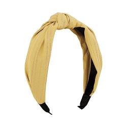 Haarband aus Stoff mit Temperament, breit, geknotet, geometrisch, Haarschmuck, Gelb von Antique Anyan