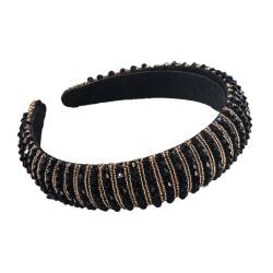 Handgestrickter Perlenhaarband für Damen und Mädchen (schwarz-braun) von Antique Anyan
