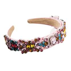 Kreative Barock-Vintage-Haarbänder, bunte Strasssteine, voller Diamant, Haarschmuck für Frauen und Mädchen (Rosa) von Antique Anyan