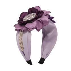 Personalisierte trendige grelle floral Hair Hoop Stoff Perle retro Mode Haarband für Frauen Mädchen (Lila) von Antique Anyan