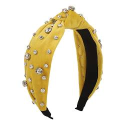 Weißer Diamant Samt geknoteter Haarreif French Persönlichkeit Mode Haarband (gelb) von Antique Anyan