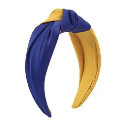 Zweifarbige Mode Stoff Haarband breite Seite verknotet Temperament Haarreif für Frauen Mädchen (blau-gelb) von Antique Anyan