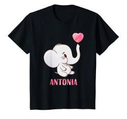 Kinder Antonia Vorname Mädchen Personalisiertes Baby Elefanten T-Shirt von Antonia Namen Shirts für Kinder