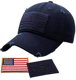 Antourage Amerikanische Flagge Unisex Baseballmütze für Damen und Herren | USA Flagge Mesh Snapback Flat Visor Cap + 2 patriotische Patches, (05) Navy, Einheitsgröße von Antourage