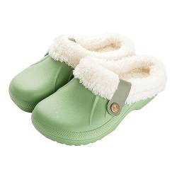 Anttyscar Clogs Gefüttert Damen Herren Warm Hausschuhe wasserdichte Gartenclogs mit Fell Frauen Geschlossen Lined Clogs Winter Plüsch Pantoletten von Anttyscar