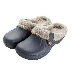 Anttyscar Clogs Gefüttert Damen Herren Warm Hausschuhe wasserdichte Gartenclogs mit Fell Frauen Geschlossen Lined Clogs Winter Plüsch Pantoletten von Anttyscar