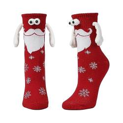 Weihnachtshandsocken | Freundschaft Hand in Hand Socken 3D Puppensocken - Atmungsaktive magnetische Handhaltesocken, lustige Weihnachtssocken für Paare, Freunde, Geschenksocken Anulely von Anulely