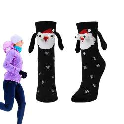 Weihnachtssocken in der Hand,3D Freundschaft Hand in Hand Socken - Atmungsaktive magnetische Handhaltesocken, lustige Weihnachtssocken für Paare, Freunde, Geschenksocken Anulely von Anulely