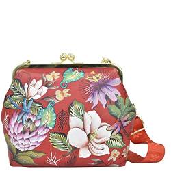 Anuschka Handbemalte Frame Satchel Tasche aus Echtleder - Crimson Garden von Anuschka