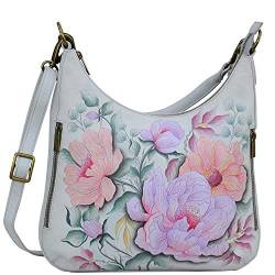 Anuschka Handbemalte Schmale Hobo Tasche, Erweiterbar, mit Crossbody Riemen - Bel Fiori von Anuschka