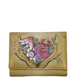 Anuschka Handbemaltes Damen-Portemonnaie mit Überschlag aus echtem Leder mit RFID-Schutz - Angel Wings von Anuschka