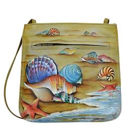 Anuschka Schmale Handbemalte Crossbody Tasche mit Front-Reißverschluss - Geschenk des Meeres von Anuschka