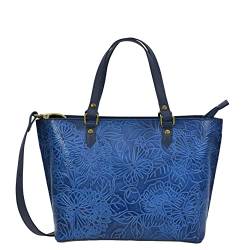 Anuschka Women's Echtleder Medium Tote - Handbemalte Handwerkskunst - Tooled Butterfly Ocean von Anuschka