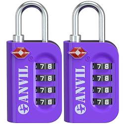 TSA Approved Luggage Lock - 4 Digit Combination padlocks with a Hardened Steel Shackle - Travel Locks for Suitcases & Baggage von Anvil